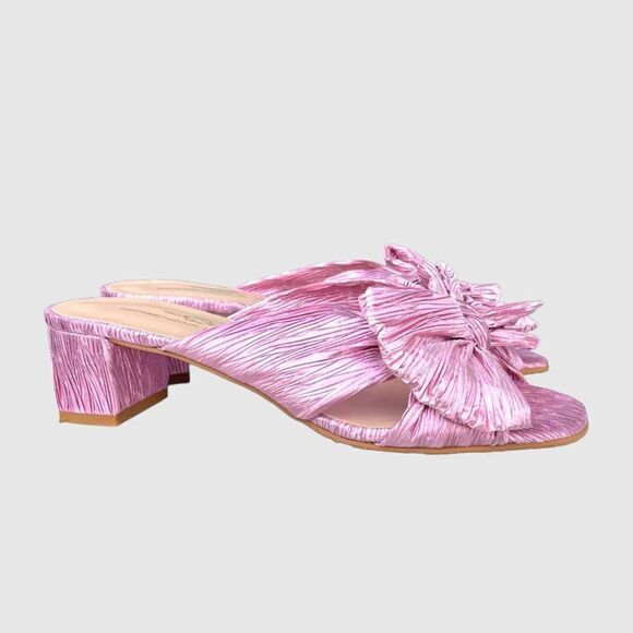 BRENDA ZARO NIB Erica kitten heels in Metallic Pink plissé Size 8/ 8.5 - Picture 2 of 15